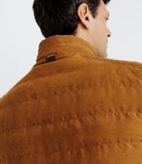 Sleeveless jacket Reversible with camel and navy climbing collar