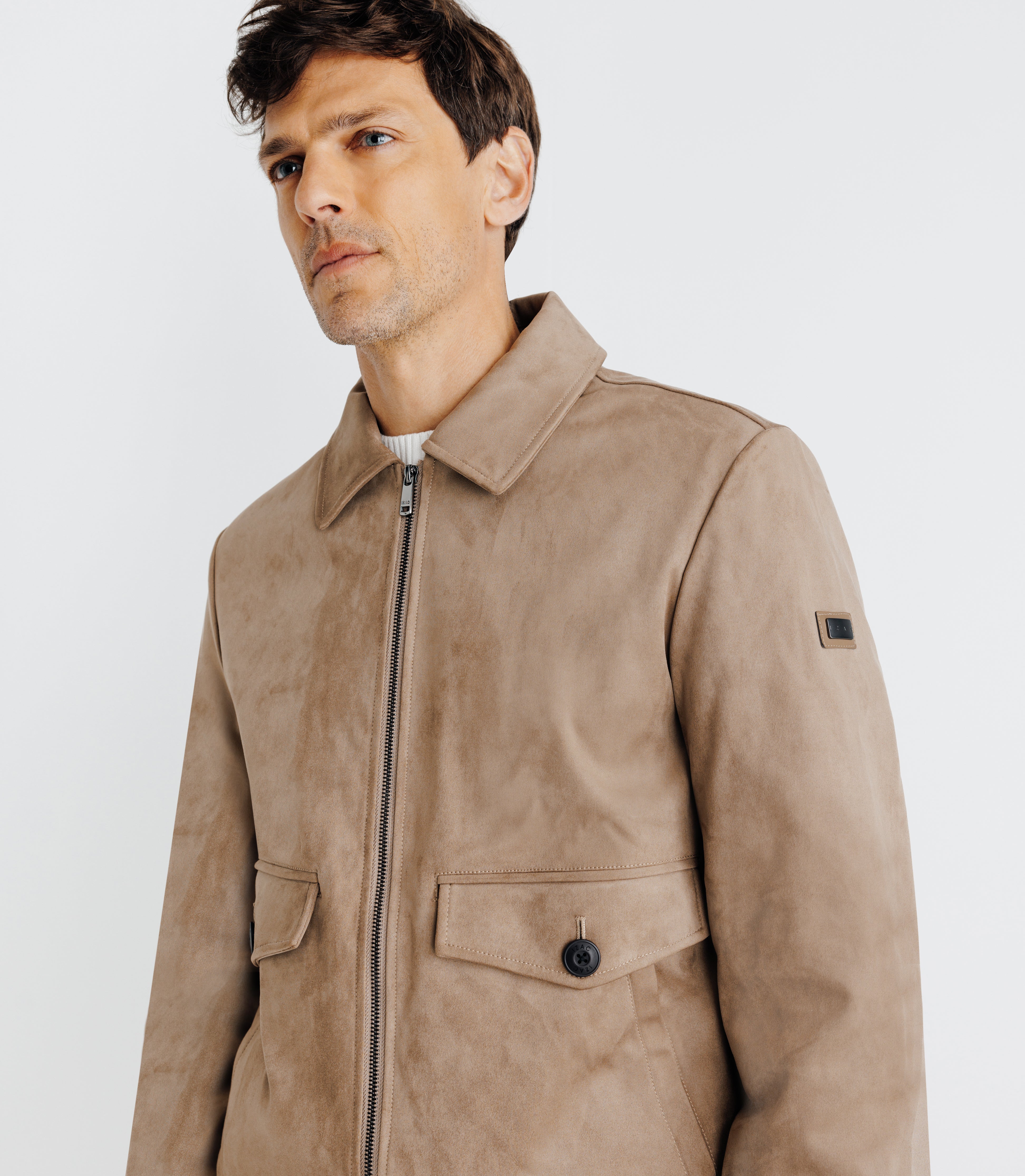 Blouson en suède taupe - IZAC