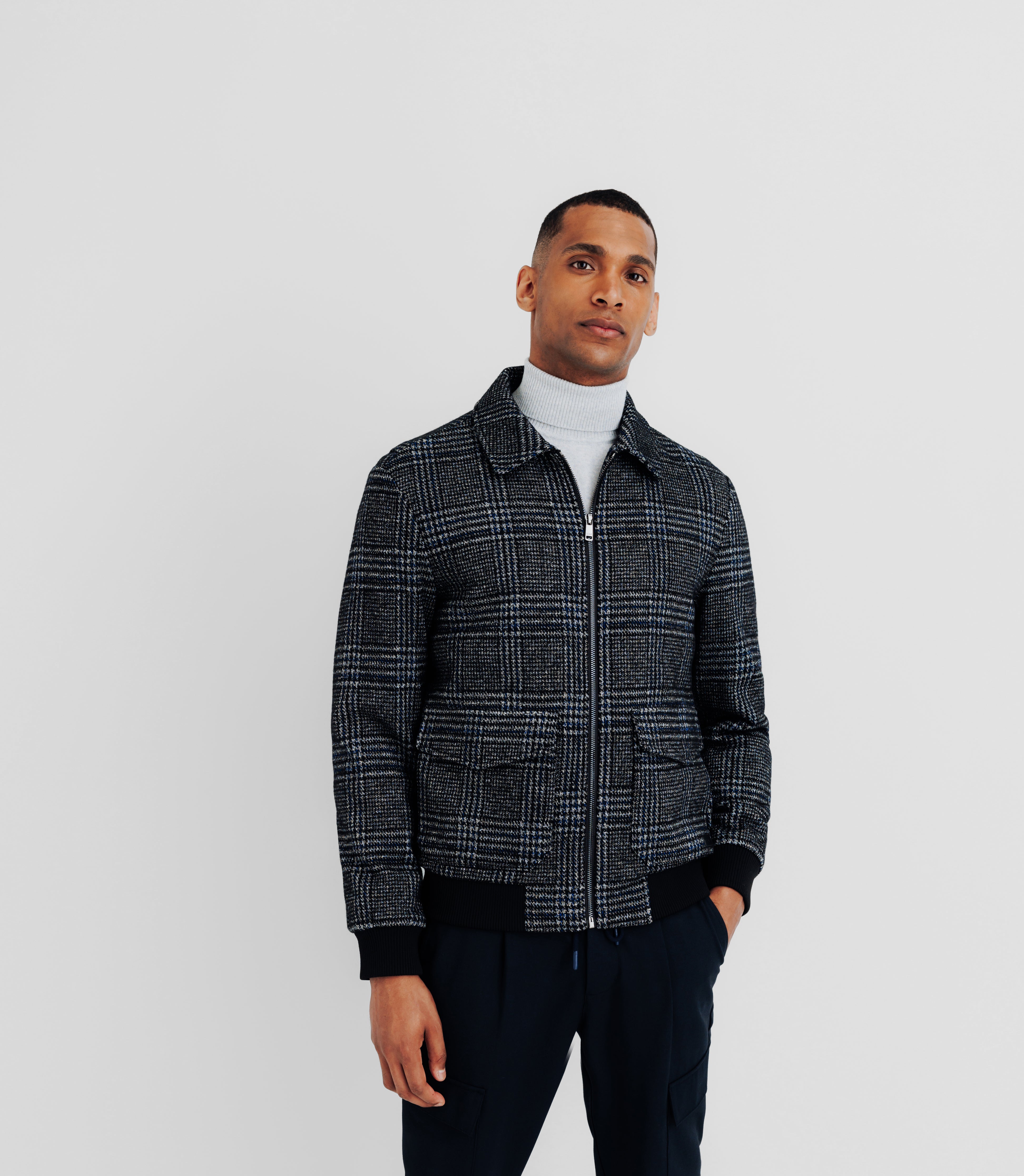 Wool jacket collar shirt marine