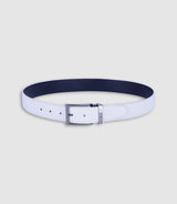 White and navy reversible belt