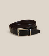 Ceinture 100% cuir réversible noire et marron