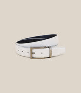 Ceinture ajustable en cuir blanche et marine