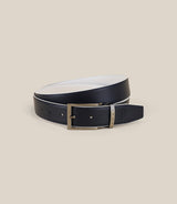 Ceinture ajustable en cuir blanche et marine