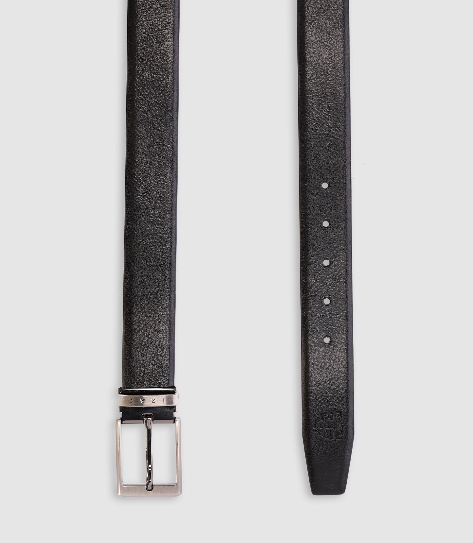 Belt with loop and black engraving