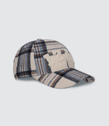 Casquette en tissu à carreaux écrue