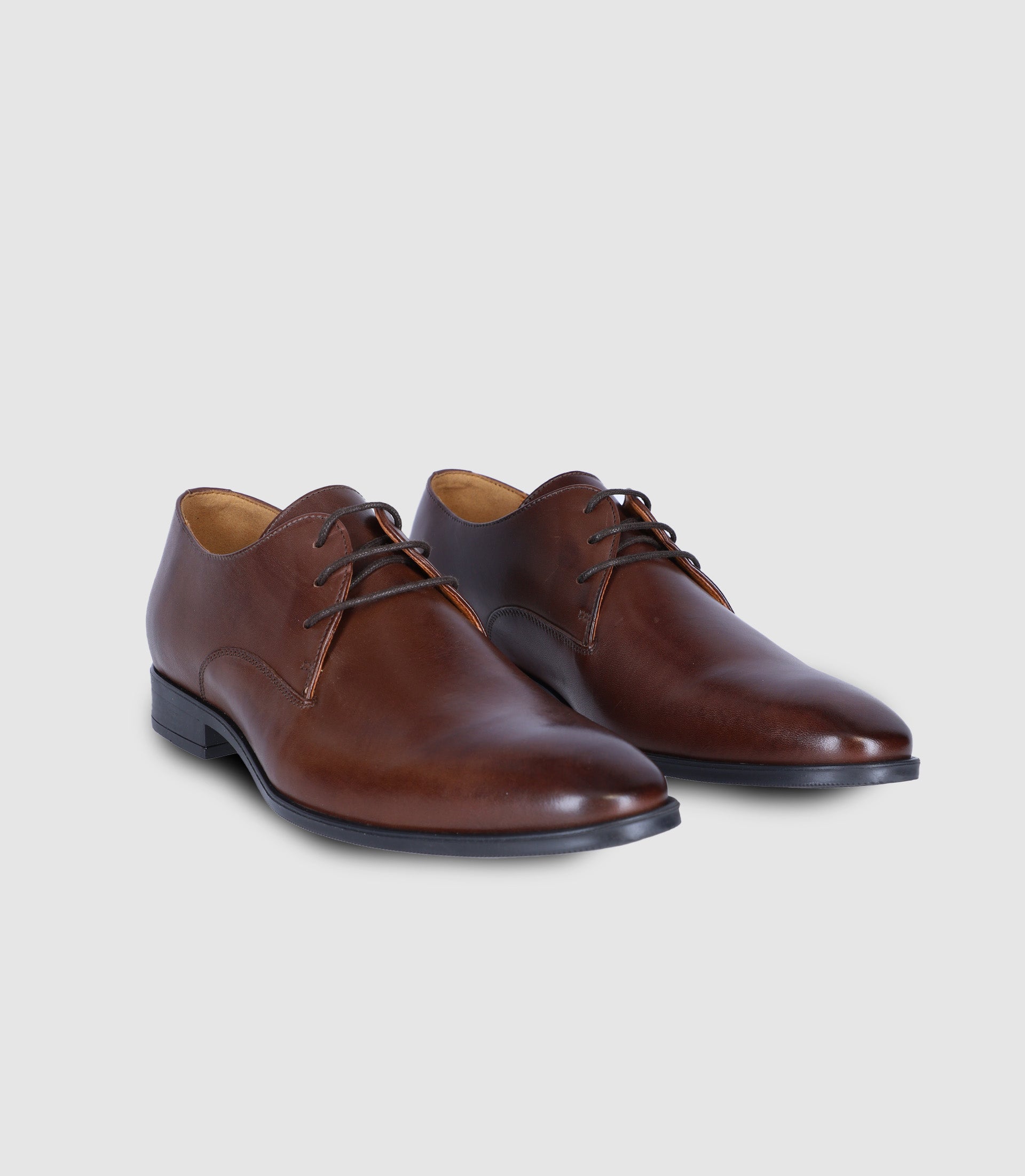 Brown leather derby shoes