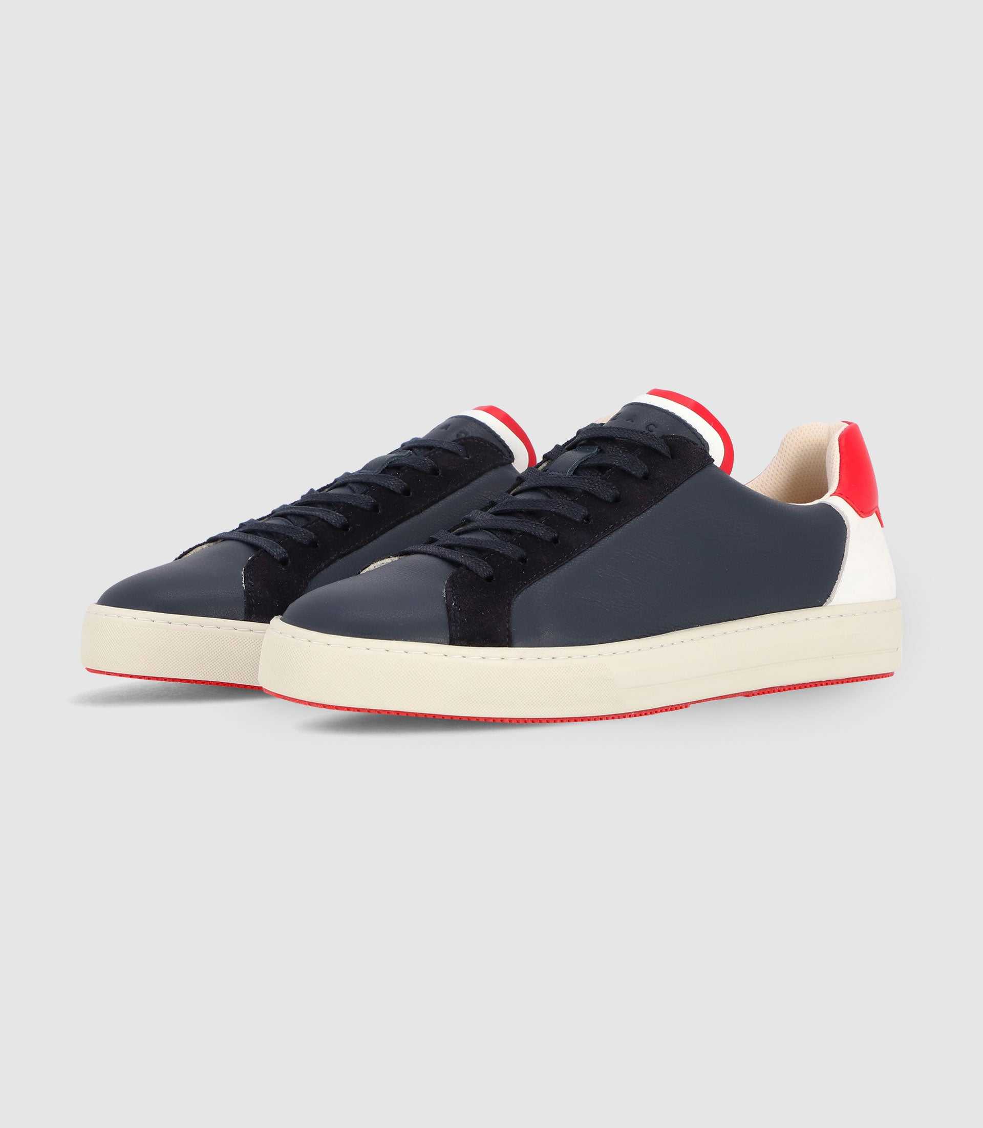 Sneakers en cuir avec blason marine