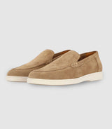 Beige suede moccasins