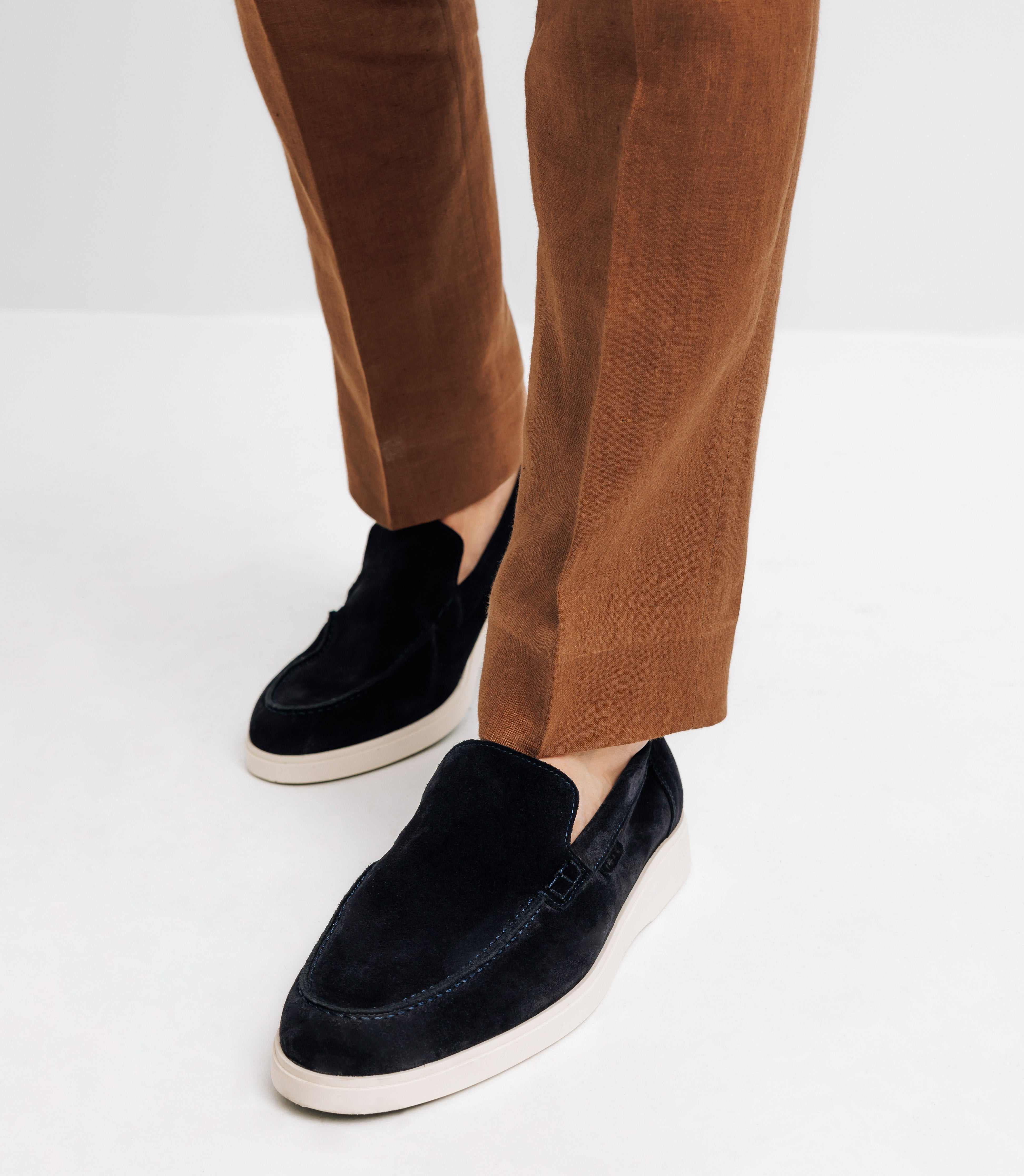 Marine suede moccasins