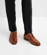 Brown leather derby shoes