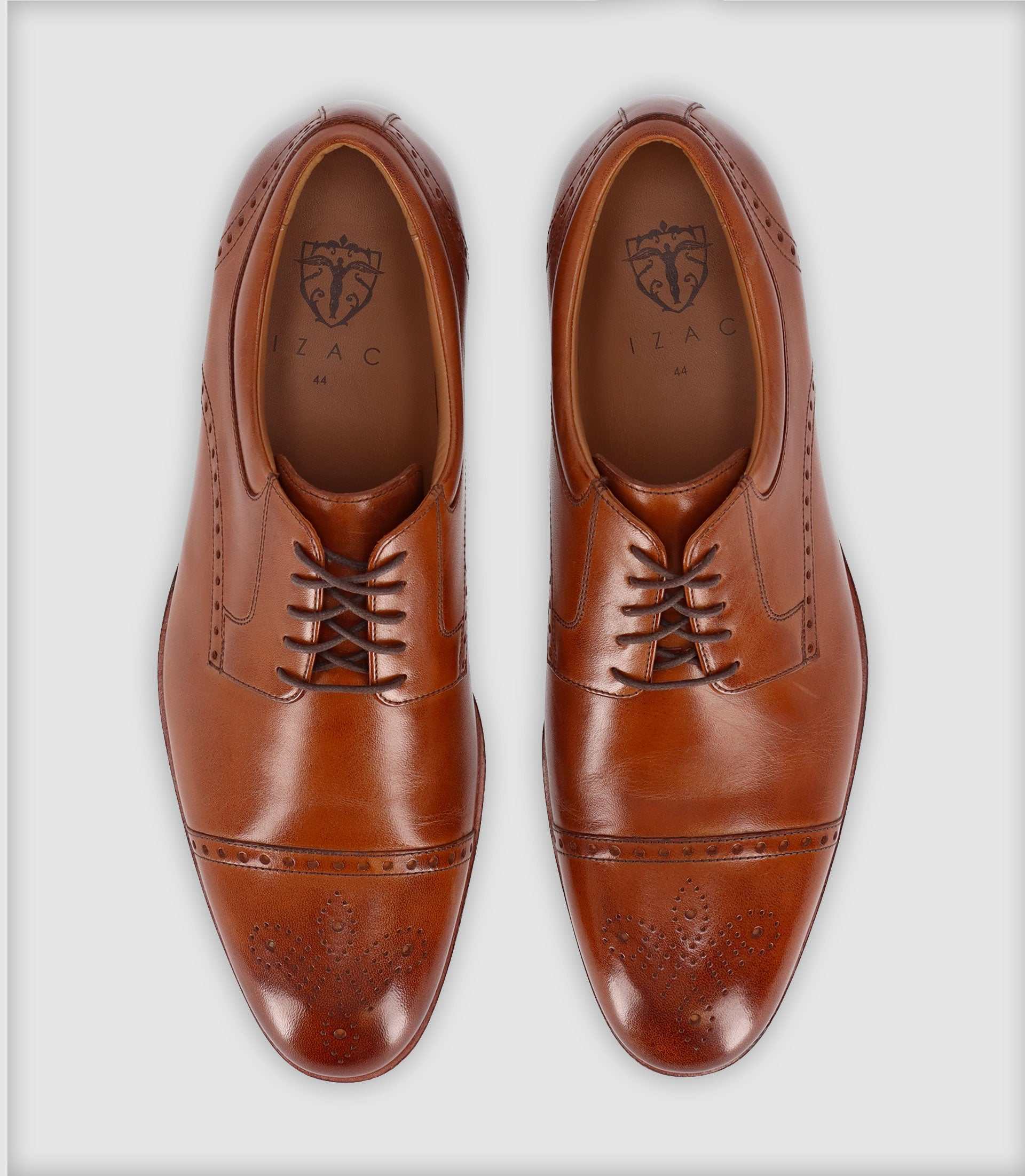 Brown leather derby shoes