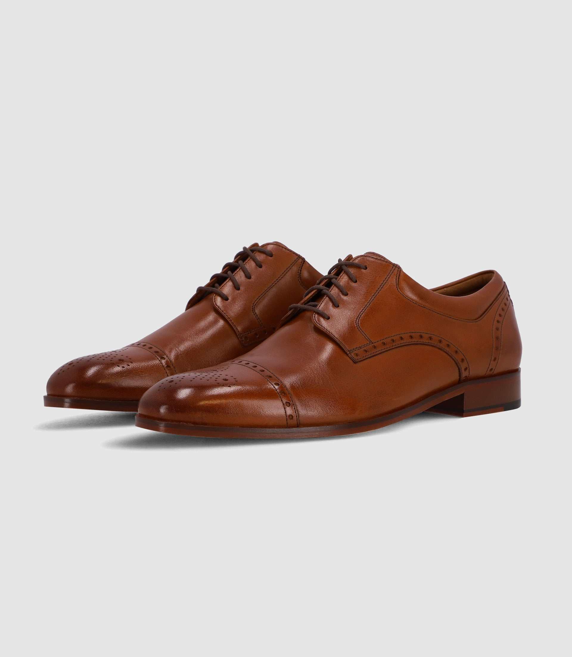 Brown leather derby shoes