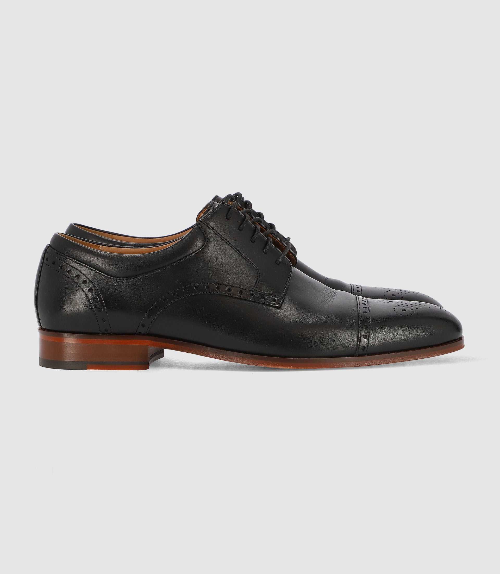 Black leather derby shoes