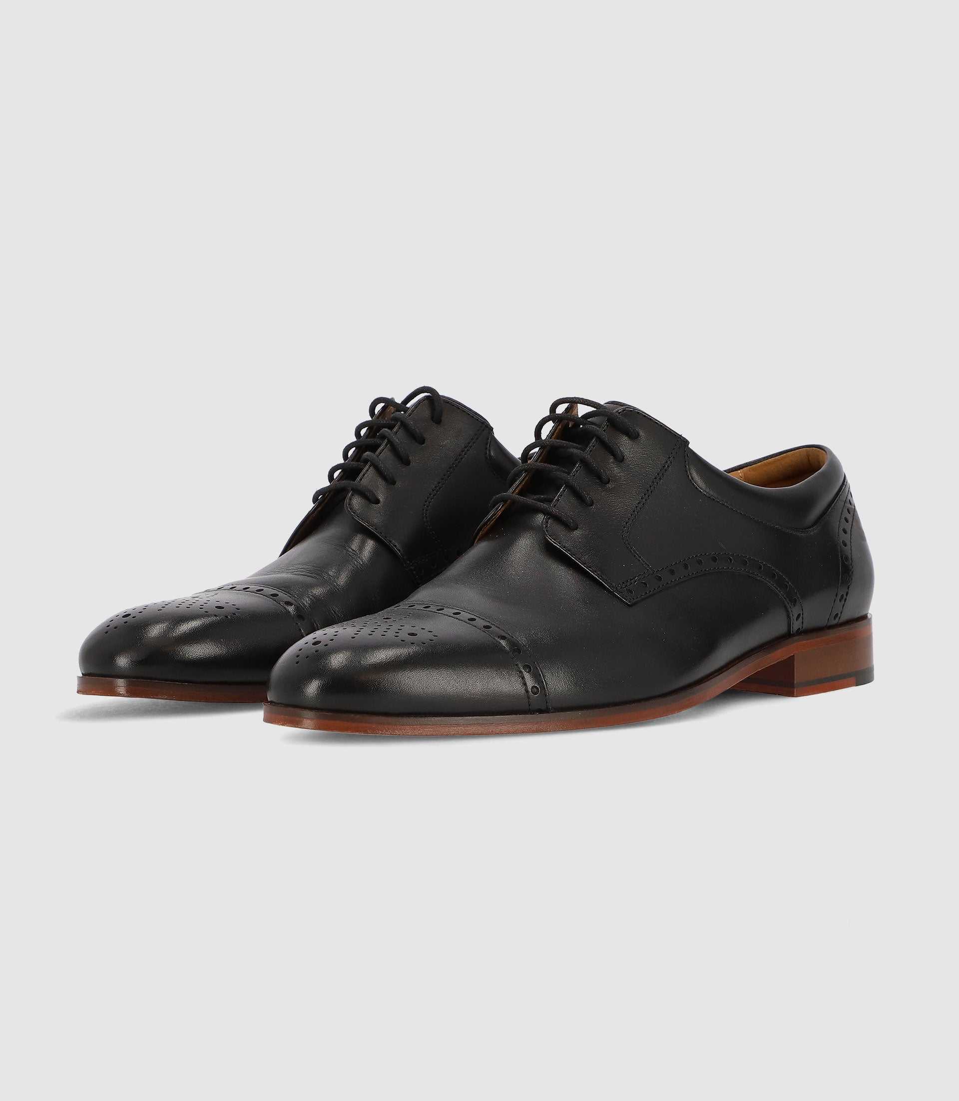 Black leather derby shoes