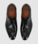 Black leather derby shoes