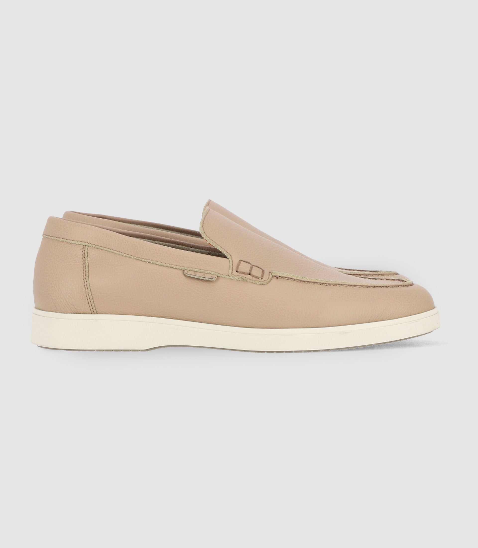 Beige leather moccasins