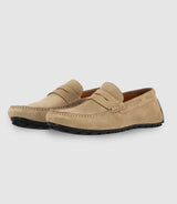 Beige suede boat shoes