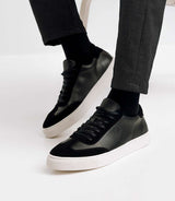 Sneakers à lacets en cuir noires - IZAC