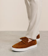 Cancel moccasin shoes in suede camel