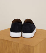 Navy suede loafer shoes