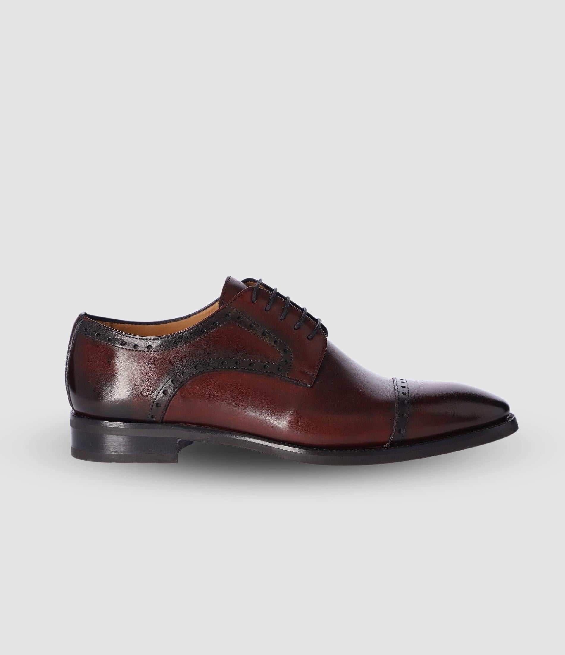 Derby couture en cuir bordeaux OCTAVE - IZAC