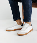 Leather sneakers shoes with white logo