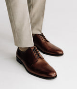 Brown leather derby shoes