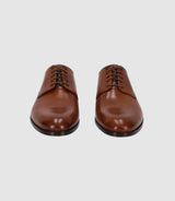 Brown leather derby shoes