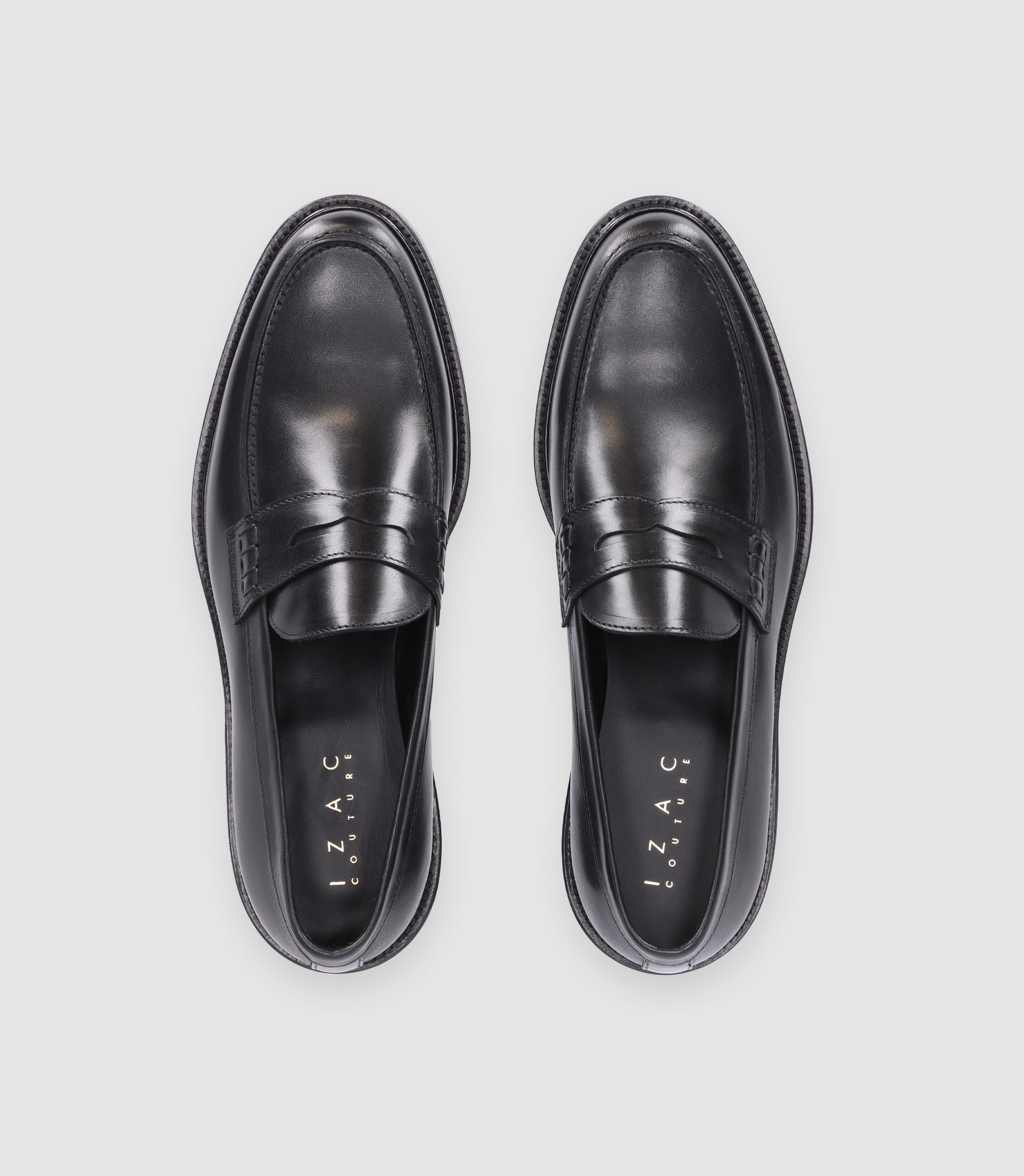 Black leather moccasin shoes