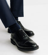 Black leather town shoes