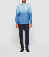 Kim" blue denim casual dip dye shirt