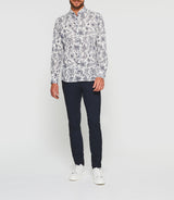 White and navy casual shirt KINOUOUT