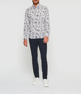 Kinou" white and navy casual shirt