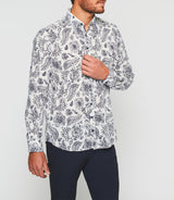 Kinou" white and navy casual shirt