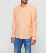 Chemise en lin orange "Kiss" - IZAC