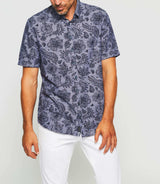 Kong" indigo blue short sleeve shirt