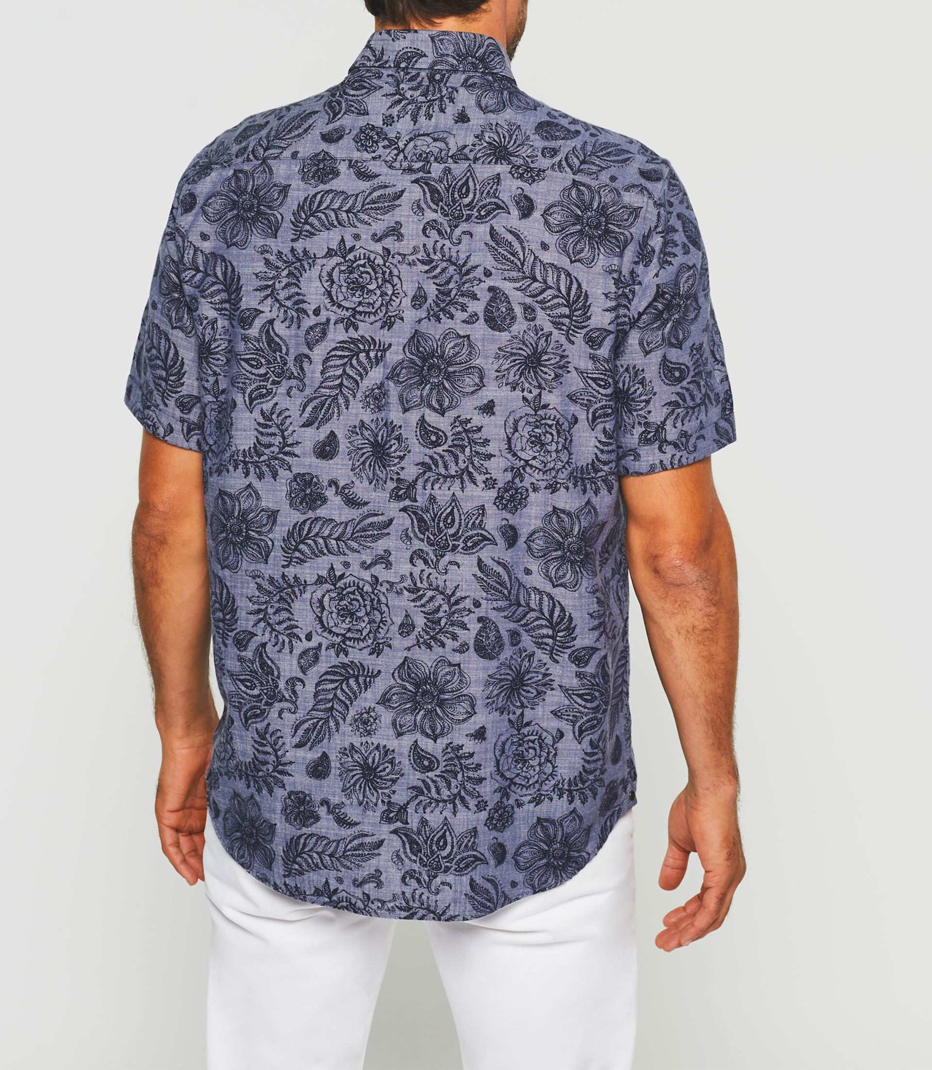 Kong" indigo blue short sleeve shirt