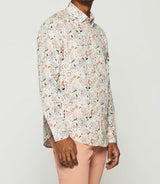 White and red flower printed shirt KAEL