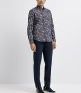 Marine and camel flower print shirt