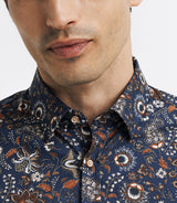 Marine and camel flower print shirt