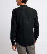 Black Mao Collar Linen Shirt