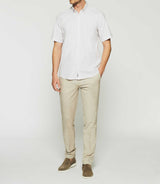 White and camel printed short sleeve shirt KAMEL