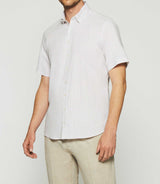 White and camel printed short sleeve shirt KAMEL