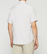 White and camel printed short sleeve shirt KAMEL