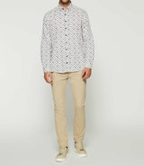 Beige and navy floral printed shirt KAMERON