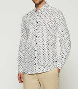 Beige and navy floral printed shirt KAMERON