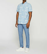 Palm tree print shirt short sleeves sky and white KAMILLE