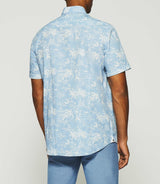 Palm tree print shirt short sleeves sky and white KAMILLE