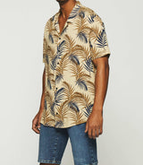 Camel and navy printed short sleeve shirt KARL