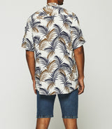 Off white and navy printed short sleeve shirt KARL